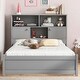 preview thumbnail 2 of 22, Full Size Platform Bed with Storage Headboard, Charging Station and 4-Drawers, Grey