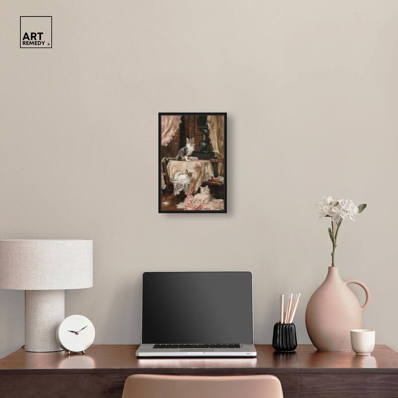 Kittens at the Table Canvas by Art Remedy