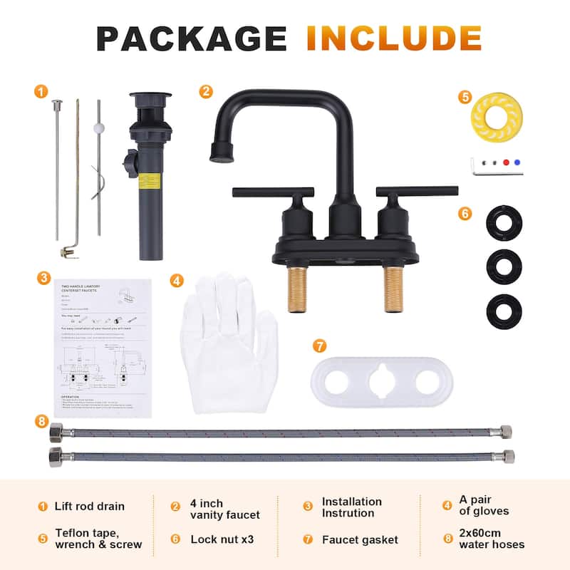 WOWOW 4 in. Centerset Double Handle Bathroom Faucet