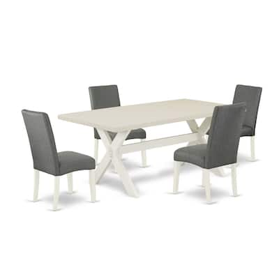 Vintage 5-Piece Dinette Set - Parson Chairs & Rectangular Table - Solid Wood Dining Room Furniture - 72