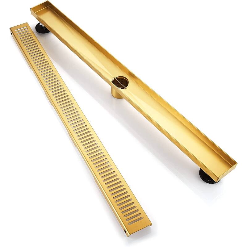 BOANN 304 Stainless Steel Rectangular Linear Shower Floor Drain in Gold