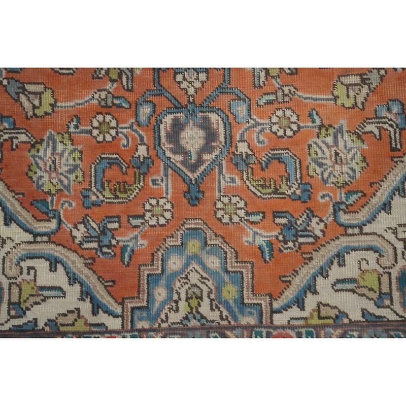 Hand Knotted Oriental 100% Wool Carpet Traditional Floral Oranges & Rust Tabriz Area Rug - 6' 0'' X 4' 6''