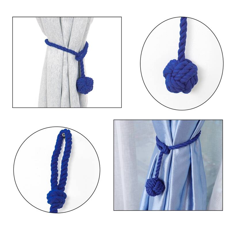 Curtain Tieback 24 Inch Holdback Decorative Rope Curtain Holder Blue - 1pcs