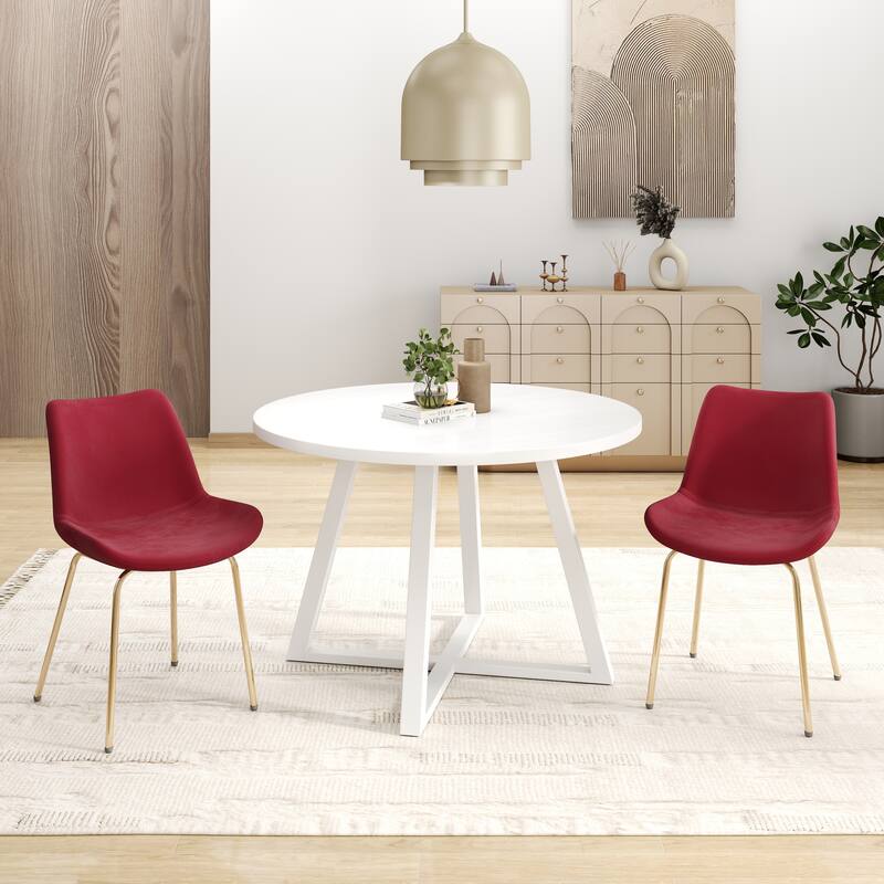 Modern Style Dining Set with Round Dining Table and Velvet Upholstered Chairs