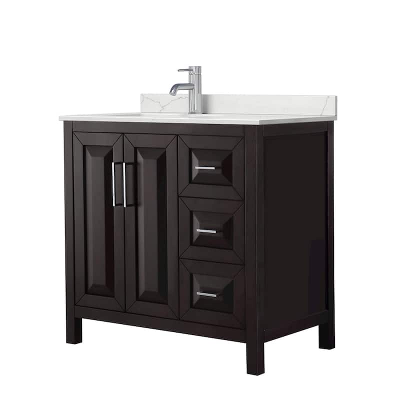 Wyndham Collection WCV252536S-QTZ-UNSMXX Daria 36" Free Standing - Dark Espresso / Giotto Quartz Top / Polished