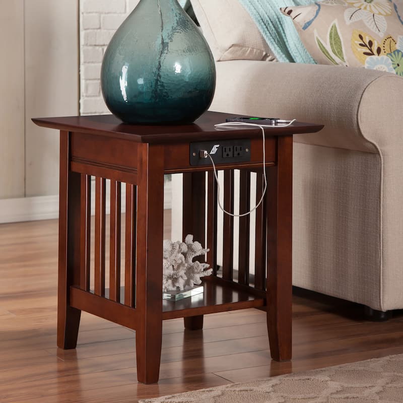 AFI Mission End Table with Charging Station