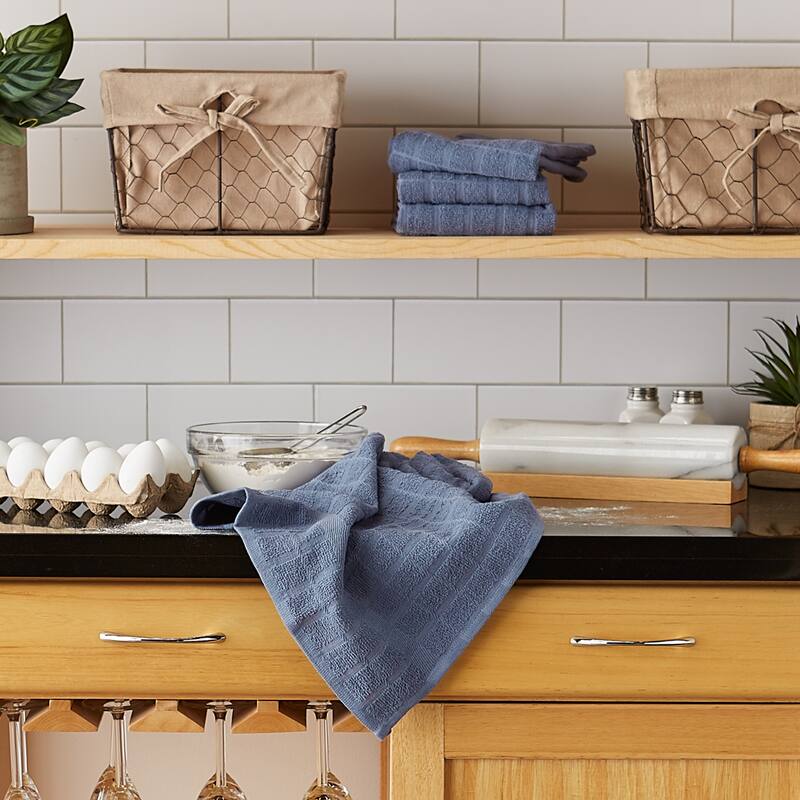 DII Solid Honey Gold Windowpane Terry Dishtowel 4 Piece