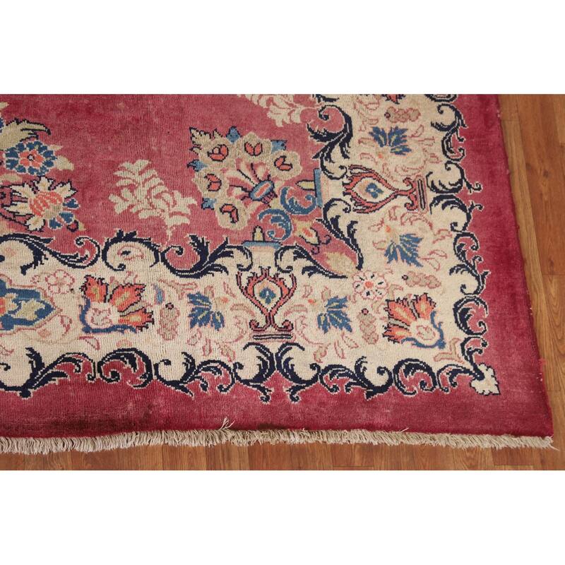 Pink Floral Mahal Persian Large Antique Area Rug Handmade Wool Carpet - 10'4"x 13'6"