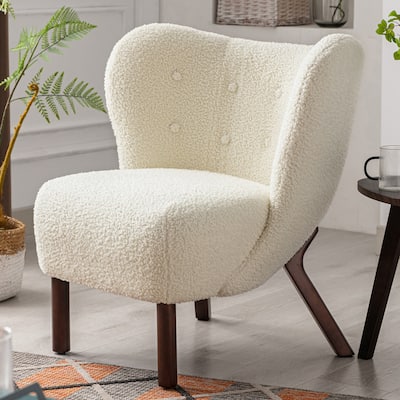 Modern Sherpa Wingback Accent Chair
