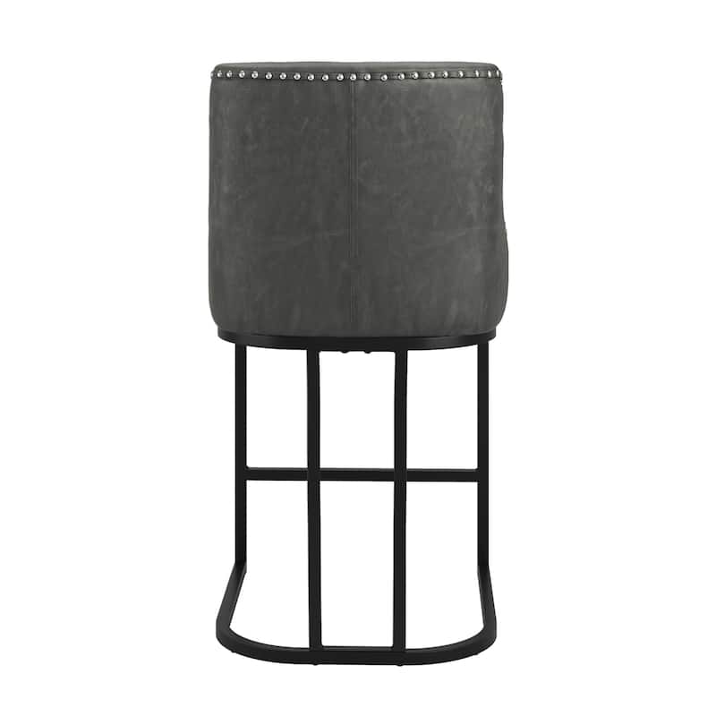 26" Modern Metal Barstools Set of 2 Upholstered Counter Height Bar stools with Back and 6" Thick Cushion for Kitchen Island