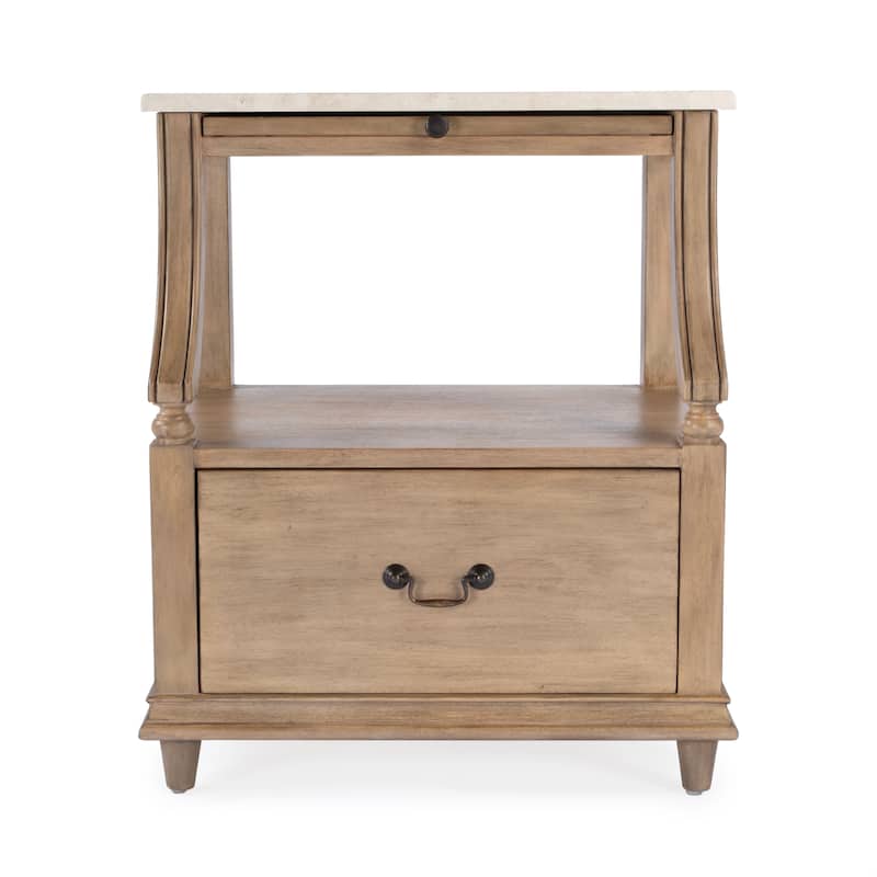 Mabel Genuine Marble and Wood 1-Drawer Nightstand