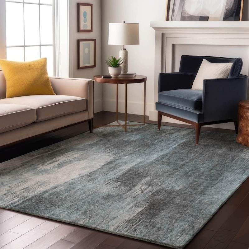 Premium Washable Super Soft Abstract Brushstrokes Mayfield Rug - Teal - 3' x 5' - Rectangle