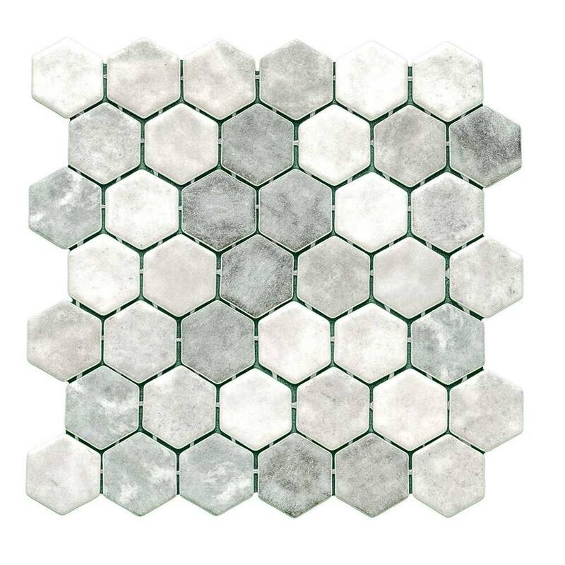 The Tile Life Eterna Hex 2x2 Glass Mosaic Floor, Backsplash & Wall Tile - 1 Sheet (0.88 Sq. ft.) - Shabby Green
