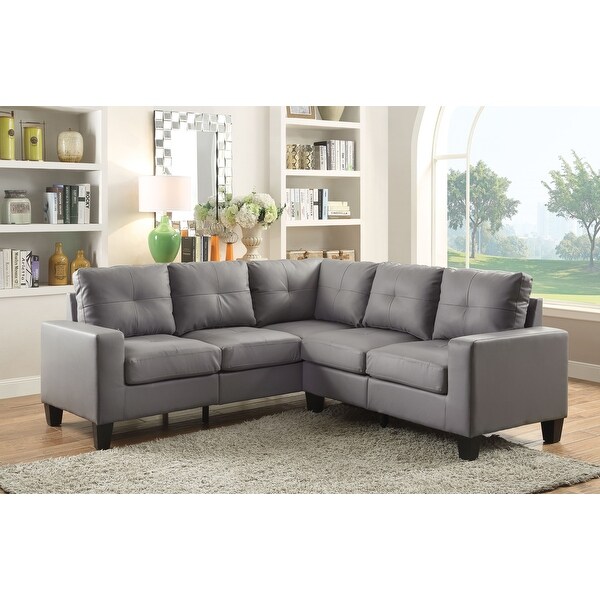 Faux leather deals gray sectional