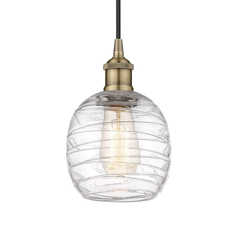 Innovations Lighting 616-1P-10-6 Belfast Pendant Belfast 6" Wide Mini - Antique Brass / Deco Swirl
