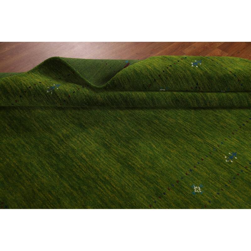 Green Gabbeh Area Rug Hand-Knotted Wool Carpet - 5'3" x 7'7"