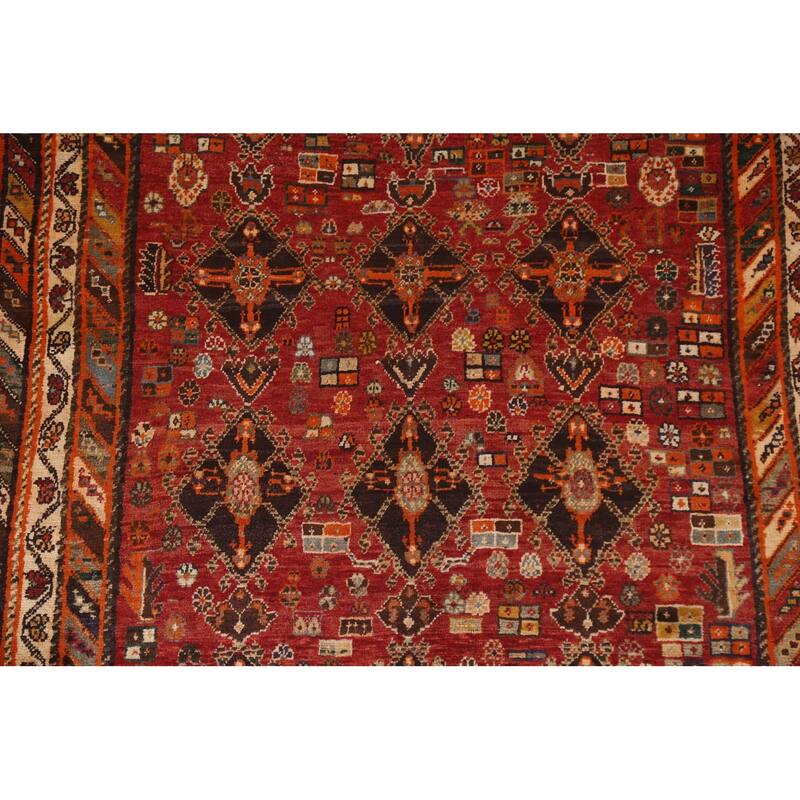 Hand Knotted Oriental 100% Wool Carpet Traditional Tribal Red Kashkoli Area Rug - 8' 2'' X 5' 4''