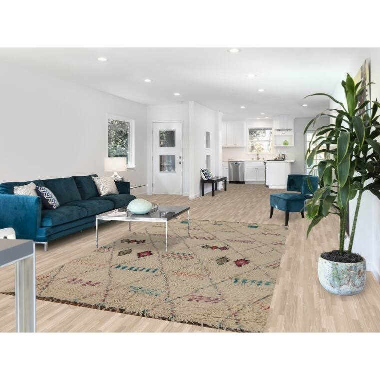 Trellis Plush Moroccan Area Rug Hand-Knotted Wool Carpet - 5'10" x 9'10"