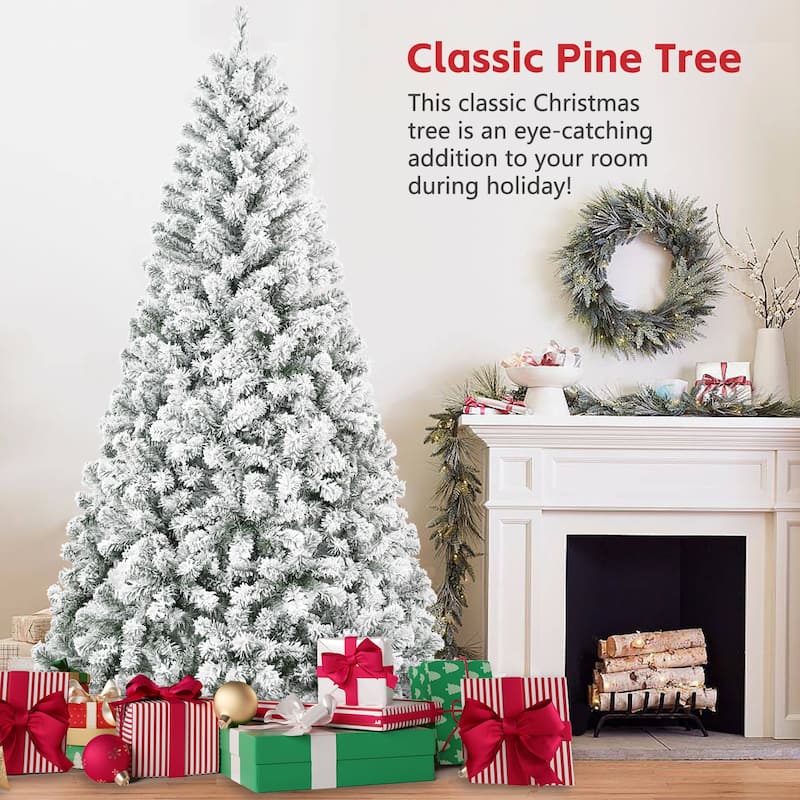 Anmytek 4FT Flocked Christmas Tree – Snowy PVC Artificial Holiday Tree