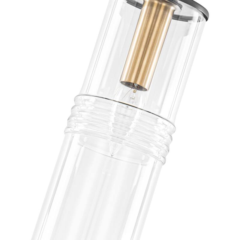 Industrial Black Mini Pendant Light Clear Cylindrical Glass Shade - Dia.3.54-in