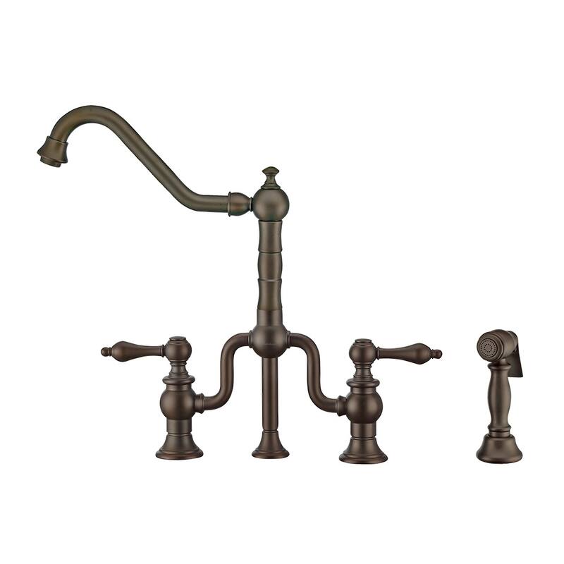 Bridge Faucet with Swivel Spout with Solid Metal Side Spray