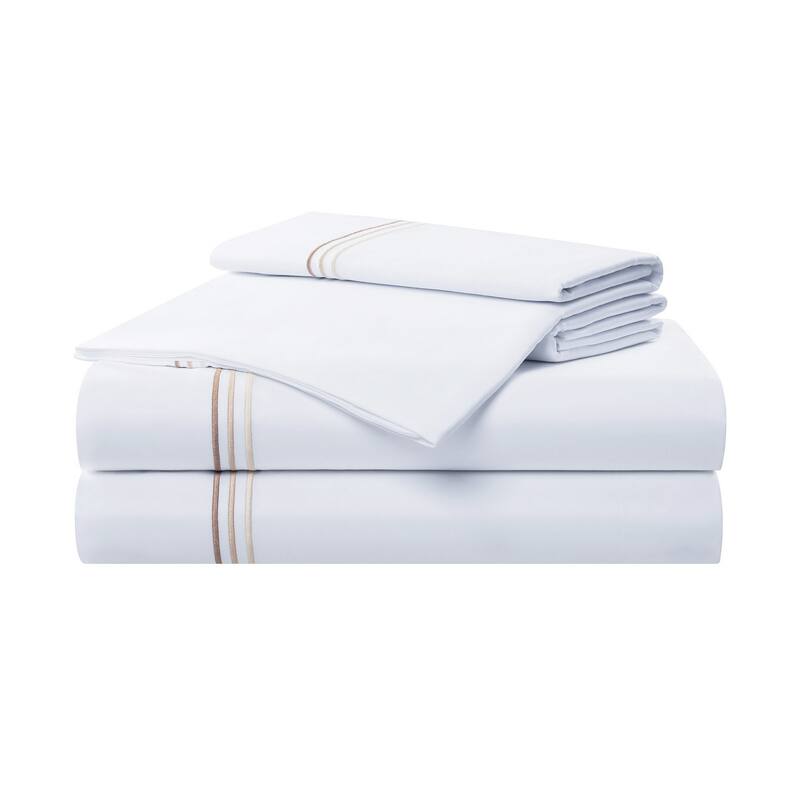 Aston & Arden 600 Thread Count Cotton Sateen Sheet Set - Beige - Full