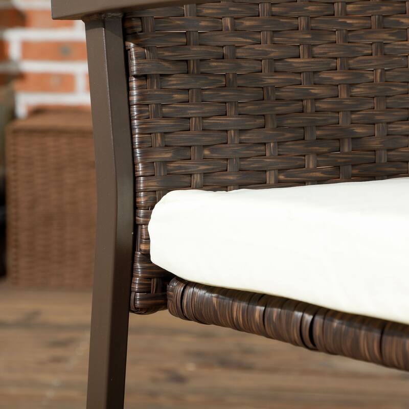 Outsunny 2 Piece PE Rattan Outdoor Dining Chairs with Cushion, Patio Wicker Dining Chair Set with Backrest