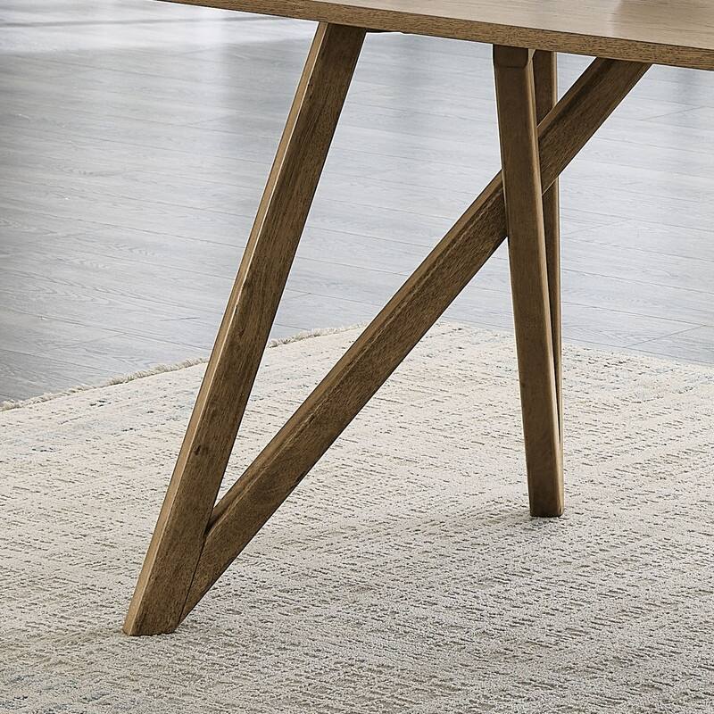 Darla 70"W Rectangular Walnut Oak Geometric Cross Base Dining Table - Walnut Oak
