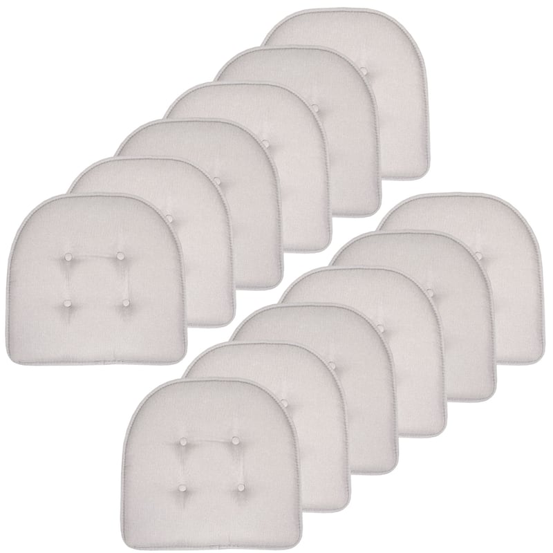 Sweet Home Collection Solid Color U-Shaped Memory Foam Chair Cushions - 16"x17" - Set of 12 - Light Gray
