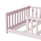 preview thumbnail 34 of 84, Montessori Twin Size Toddler Floor Bed with Fence without Door, Open-row Design Wood Frame Platform Bed with Safety Guardrails