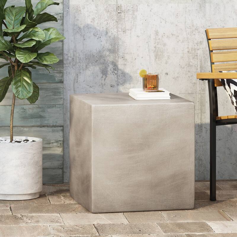 Aberdeen Lightweight Concrete Side Table by Christopher Knight Home - Light Gray