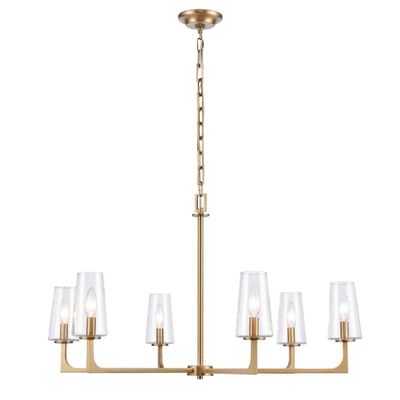 Fitzroy 28-inch Wide 5-Light Chandelier in Matte Black - 34in W x 34in D x 19.5in H - Lacquered Brass