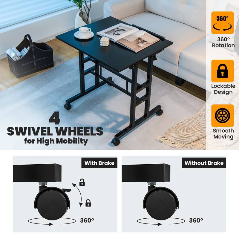 Costway Mobile Stand up Desk Adjustable Computer Desk Tilting - See Details