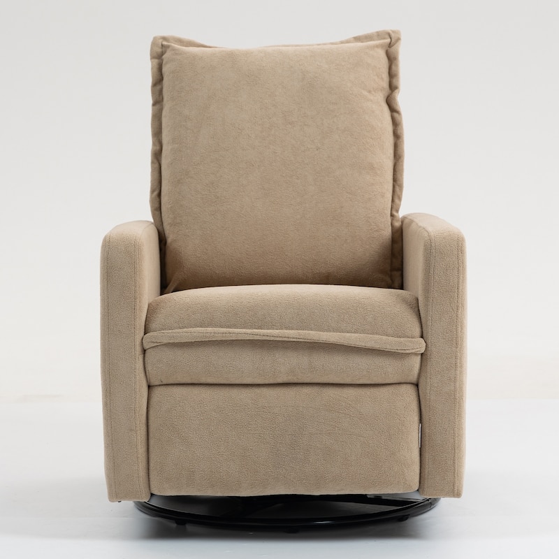 Cozy Short Plush Fabric 270° Swivel Rocker Chair Manual Recliner Chair