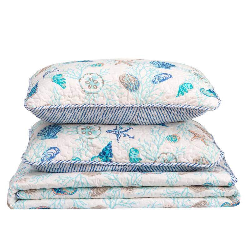 Linery & Co. Coastal Microfiber Quilt Set With Shams.