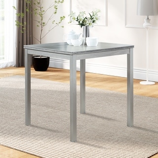 GDFStudio - Silver Grey Wooden Counter Height Square Dining Table with ...