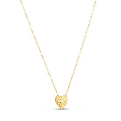 Curata 14k Yellow Gold 18" 8mm Open Modern Heart Necklace (Spring Ring)