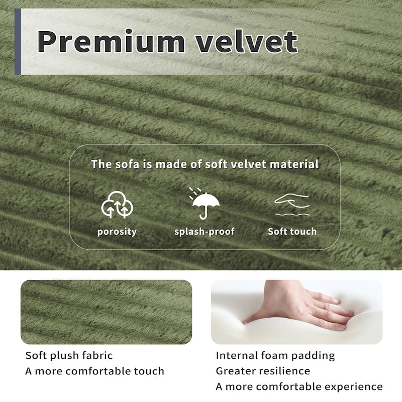 78.7 Inch Convertible Floor Sofa Bed, Folding Corduroy Loveseat Sleeper Couch for Apartment and Guest Room