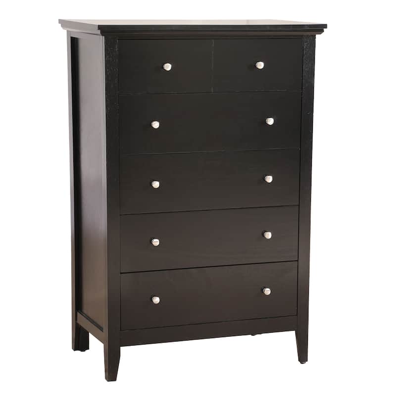 Wooden Bedroom Chest with 5-Drawers - 48" - Black