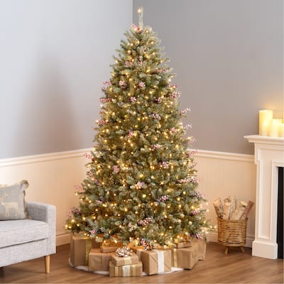 National Tree Company 7.5 ft Pre-Lit Dunhill Fir Artificial Christmas Tree with 750 Clear Lights, Includes Metal Stand