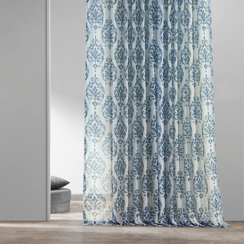 Exclusive Fabrics Fresco Printed Faux Linen Sheer Curtain (1 Panel)