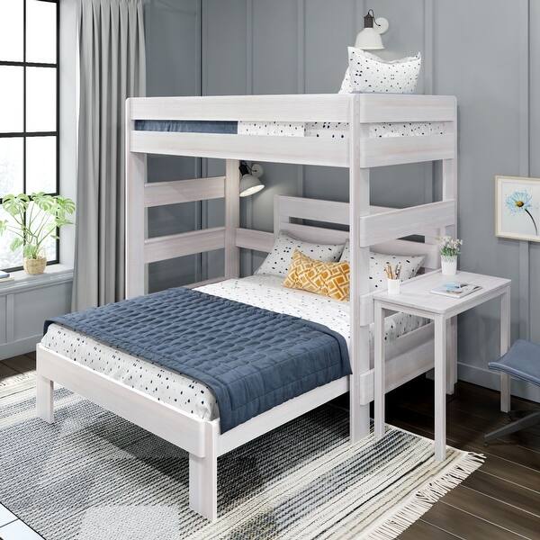 Max and Lily Farmhouse Twin over Full L Shaped Bunk Bed with Desk Bed Bath & Beyond 34778597