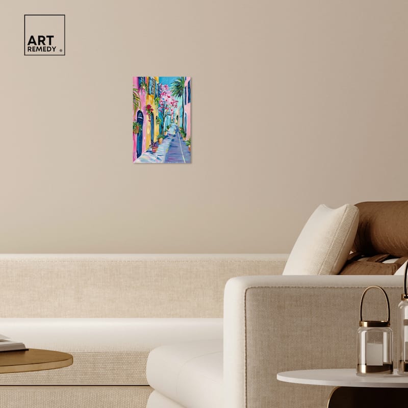 Art Remedy The Colorful Streets Gallery Wrapped Colorful Coastal 1 Piece Canvas Wall Art