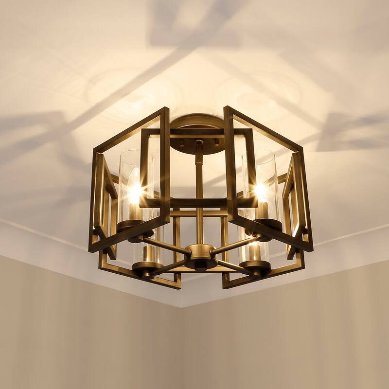 Golden Lighting 6068-FM Marco 4 Light 16" Wide Semi-Flush Ceiling