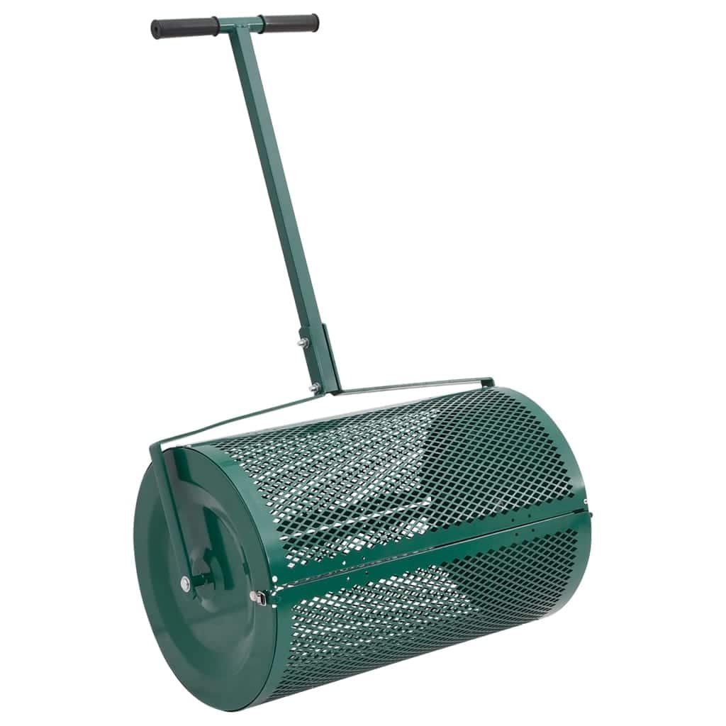 vidaXL Compost Spreader Green Steel Standard Height-Adjustable - 25.6 x 42.3 x 15.7