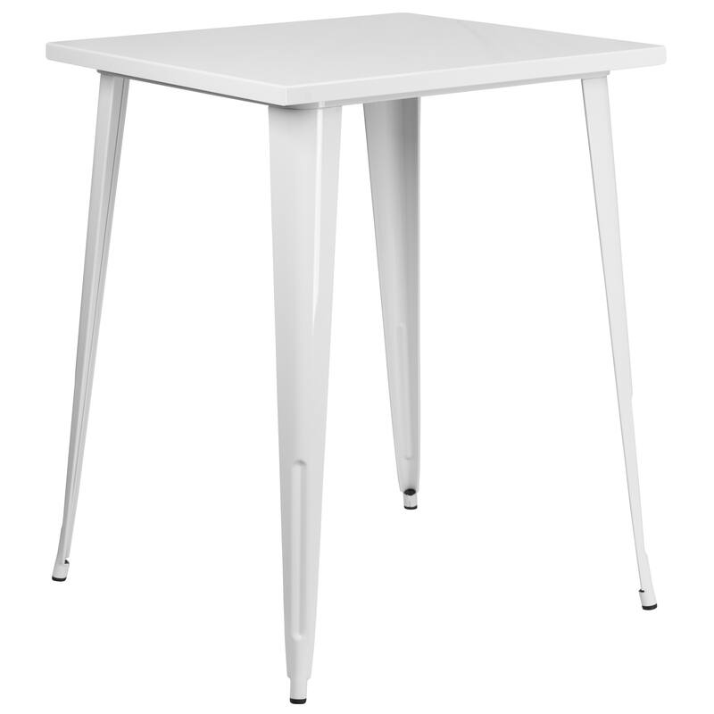 Indoor Outdoor Metal Bar Height Table - White