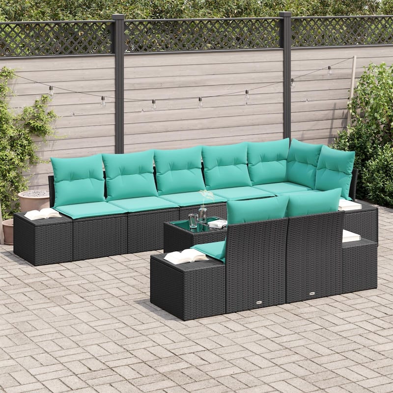 vidaXL 9 Piece Garden Sofa Set with Cushions - 125.6×60.6×27.2