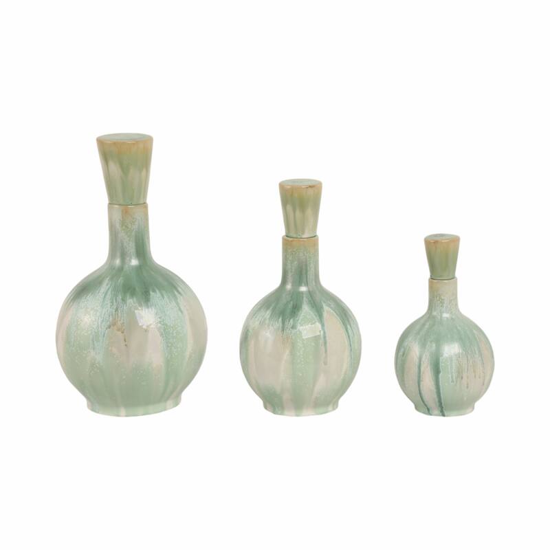 Glazed Ceramic Flower Vases - Set of 3, 14", 12", 9"