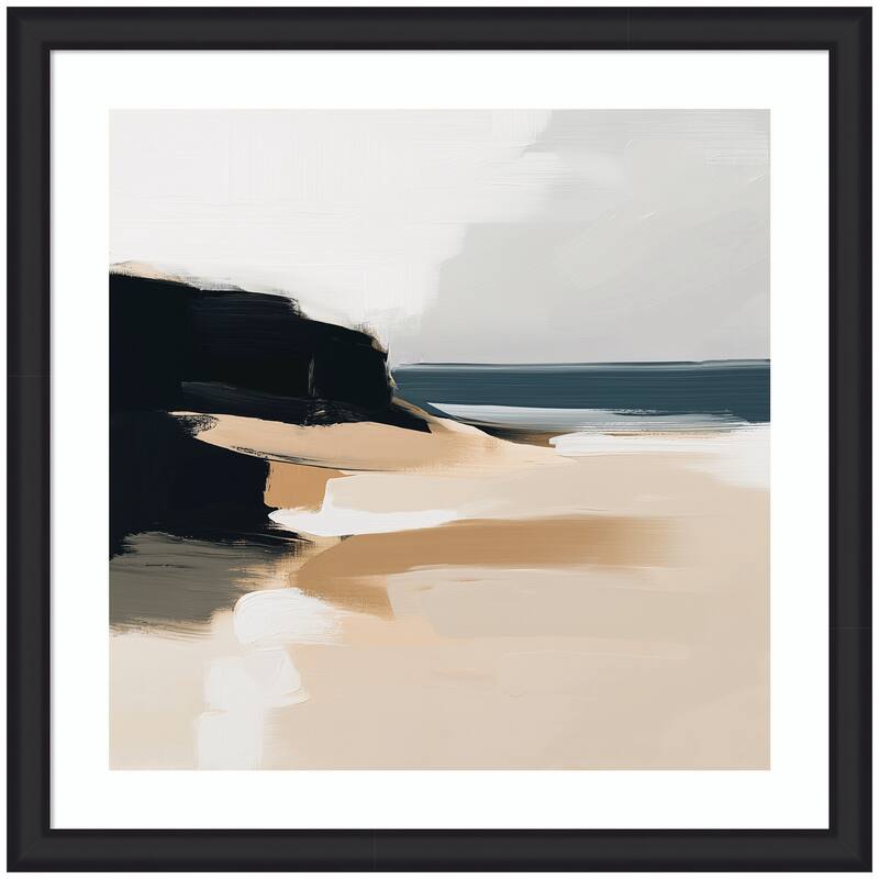 Kate and Laurel Framed Art Coastal Sand Modern Abstract Landscape I by The Creative Bunch Studio - 35x35 - Black