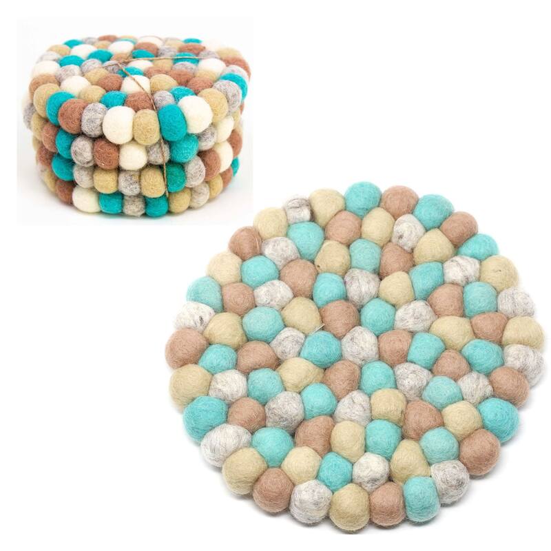 Handcrafted Felt Trivet & Coaster Set, Rose Quartz - Sky